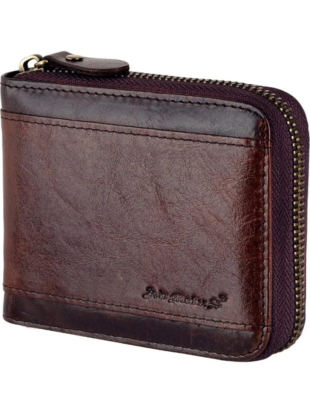 Stylish Men's Leather Bifold Zipper Wallet | RFID Blocking Card Holder, Slim